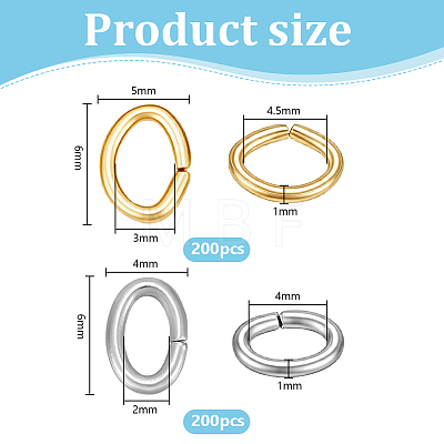400Pcs 2 Colors 304 Stainless Steel Jump Rings STAS-PH0007-37-1