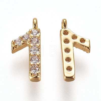 Brass Micro Pave Clear Cubic Zirconia Charms ZIRC-L075-60A-01G-1