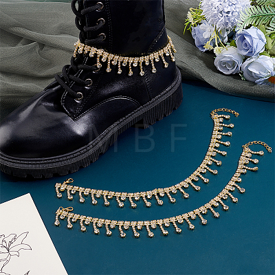 4Pcs Iron Rhinestone Tassel Boot Strap Chains HJEW-PH02567-1