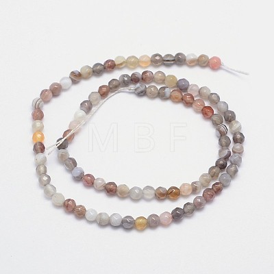 Faceted Natural Botswana Agate Round Beads Strands G-I166-01-4mm-1