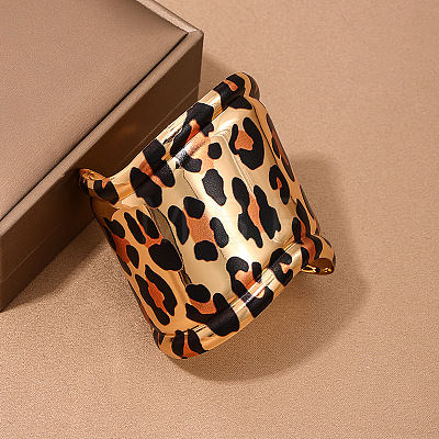 Leopard Print Pattern Alloy Cuff Bangles & Cuff Rings Sets WGB08C8-02-1