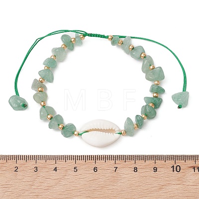 Adjustable Natural & Synthetic Gemstone Chips & Cowrie Shell Beads Braided Bead Bracelets for Women BJEW-MZ00336-1