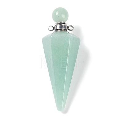 Natural Green Aventurine Faceted Cone Openable Perfume Bottle Big Pendants G-L524-18P-13-1