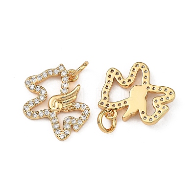 SHEGRACE Brass Micro Pave Clear Cubic Zirconia Charms XGRQ4S997-749G-1