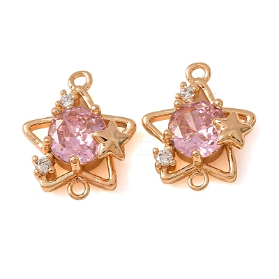 Brass Pave Cubic Zirconia Connector Charms CU-CBAEC99-13G-02-1