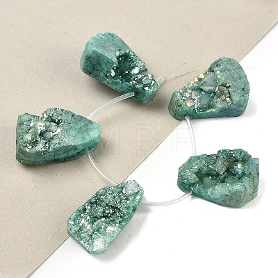 Electroplated Natural Druzy Agate Beads Strands G-N0259-06-1