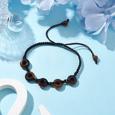 Natural Tiger Eye Rondelle Braided Bead Bracelets BJEW-TA00492-02-1