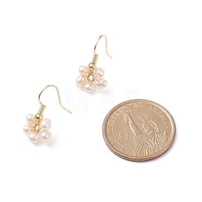 Natural Cultured Freshwater Pearl Flower Dangle Earrings EJEW-JE05051-1