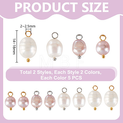20Pcs Natural Pearl Pendants PALLOY-GA00015-1