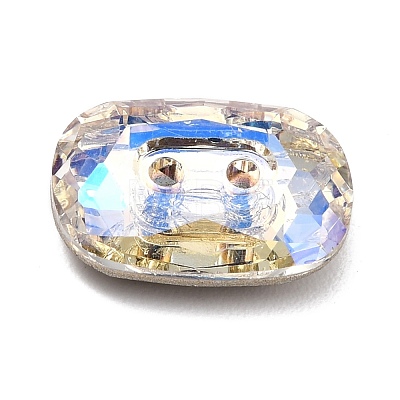 2-Hole Rectangle Glass Rhinestone Buttons BUTT-D001-K-1