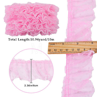 Gorgecraft 10M Polyester Pleated Lace Trim Ribbon DIY-GF0009-03A-1