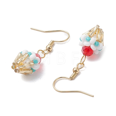 Ice Cream Cup Handmade Glass Seed Beads Dangle Earrings for Women EJEW-MZ00392-02-1