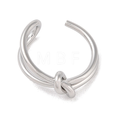 Non-Tarnish Simple Knotted 304 Stainless Steel Open Cuff Ring for Women Men RJEW-Z038-04P-1