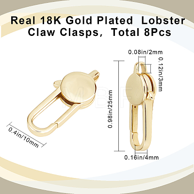 8Pcs Brass Lobster Claw Clasps KK-CN0002-38-1