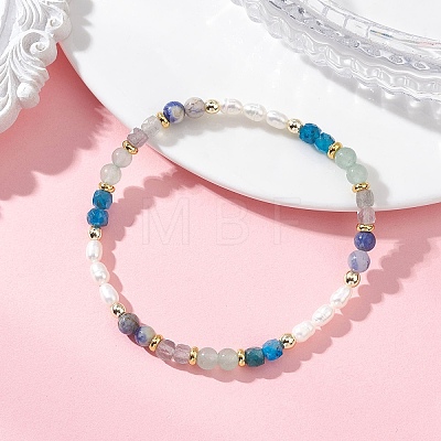 Natural Mixed Gemstone Beads Stretch Bracelets for Women BJEW-JB13316-02-1