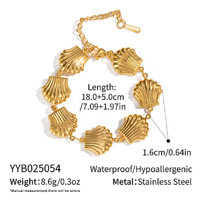 304 Stainless Steel Shell Shape Link Chain Bracelets for Women QD2017-2-1