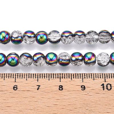 Electroplated Crackle Glass Beads Strands EGLA-N014-6mm-06-1