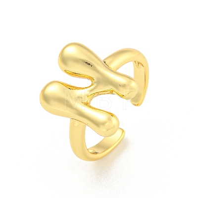 Brass Letter Open Cuff Rings for Women RJEW-G313-01N-G-1