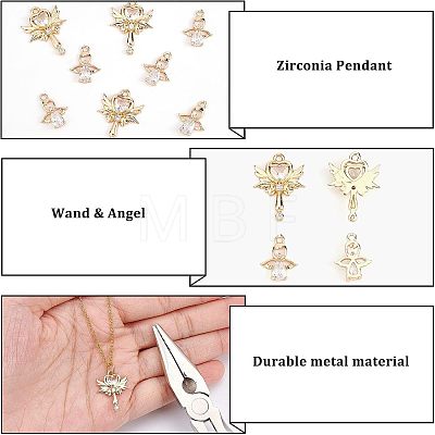 20Pcs 2 Style Rack Plating Brass Micro Pave Clear Cubic Zirconia Pendants KK-FH0004-22-1