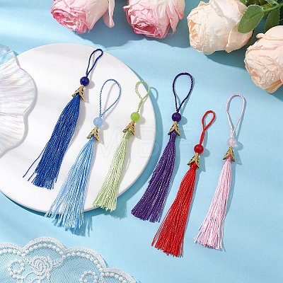 Polyester Tassel Pendant Decoration HJEW-JM03005-1