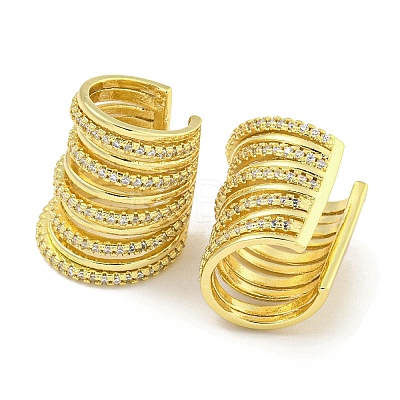 Brass Micro Pave Cubic Zirconia Cuff Earrings EJEW-C104-040G-1