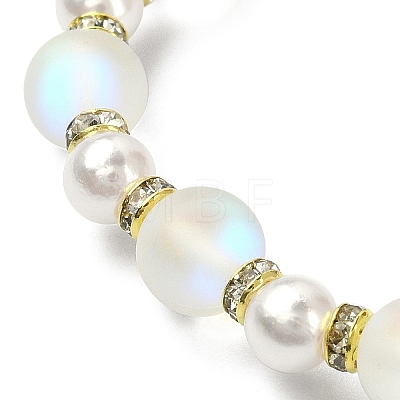 Synthetic Moonstone & Plastic Pearl & Hematite Beaded Stretch Bracelet BJEW-JB09502-1