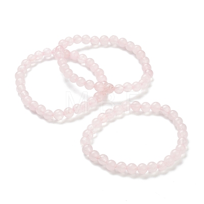 Natural Rose Quartz Beaded Stretch Bracelets BJEW-A117-B-11-1