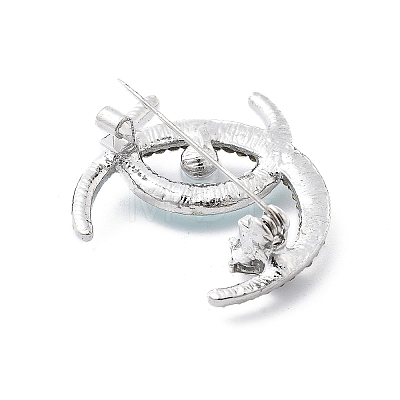 Alloy Crystal Rhinestone Double Moon Brooches JEWB-C037-03P-1