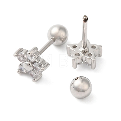 Star Bow Brass Micro Pave Clear Cubic Zirconia Ear Plug Gauges EJEW-L289-03P-01-1