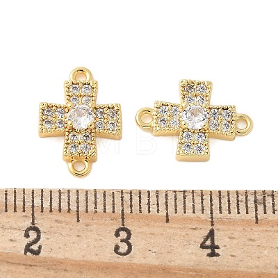 Brass Micro Pave Cubic Zirconia Connector Charms KK-U056-38G-1