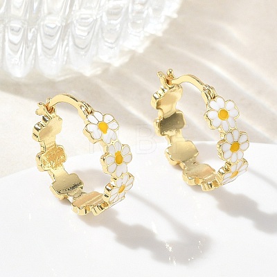 Brass Enamel Hoop Earrings for Women EJEW-A167-27B-01-1