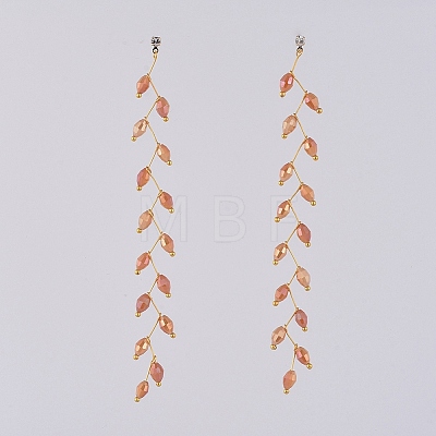 Electroplate Glass Beads Dangle Stud Earrings EJEW-JE03820-03-1