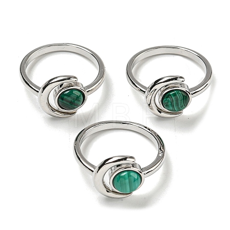 Natural Malachite Adjustable Rings RJEW-K269-09P-07-1