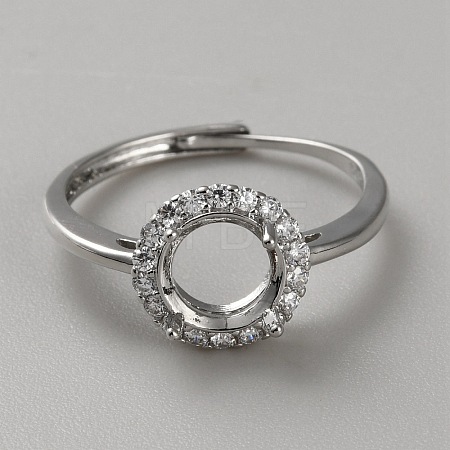 Sterling Silver Open Cuff Ring Findings STER-WH0061-21D-1