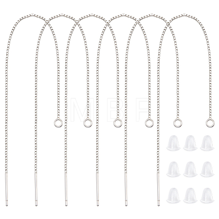 Anti-Tarnish 3 Pairs Rhodium Plated 925 Sterling Silver Stud Earring Findings STER-BBC0006-73A-1