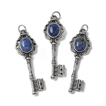Key Brass Natural Sodalite Big Pendants KK-D361-01AS-25-1