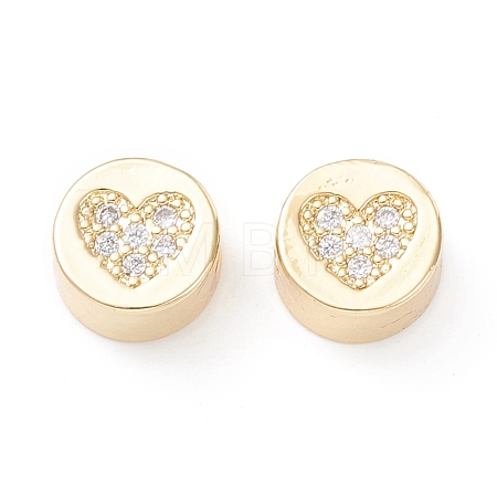 Brass Micro Pave Clear Cubic Zirconia Beads KK-D067-09G-RS-1