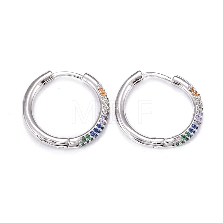 Brass Micro Pave Cubic Zirconia Huggie Hoop Earrings EJEW-K083-36P-A-1