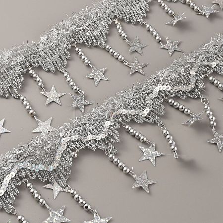 Sparkle Polyester Tassel Lace Trims OCOR-WH0071-023A-1