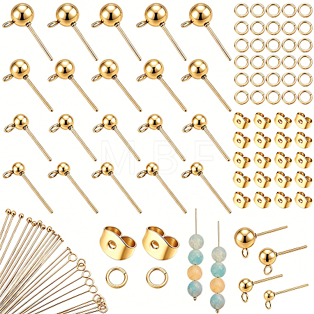 304 Stainless Steel Ball Post Stud Earring Findings & Flat Head Pins & Ball Head Pins & Eye Pin & Jump Rings STAS-BBC0010-38G-1