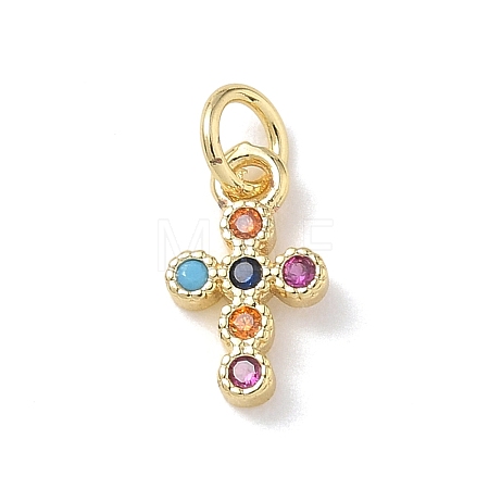 Brass Micro Pave Cubic Zirconia Charms KK-L268-015G-B02-1