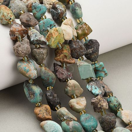 Raw Rough Natural HuBei Turquoise Beads Strands G-A322-B03-02-1