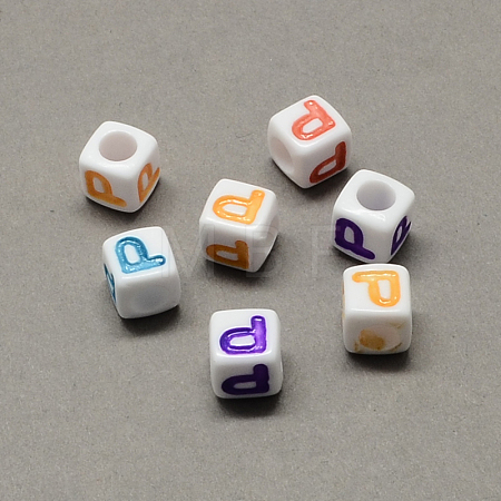 Large Hole Colorful Acrylic Letter European Beads SACR-Q104-02P-1