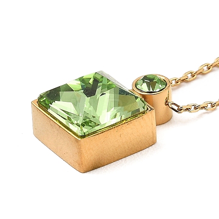 Glass Square Pendant Necklace NJEW-G106-01G-07-1