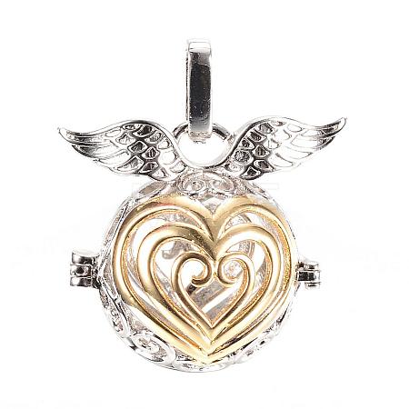 Rack Plating Brass Cage Pendants KK-R036-01-1