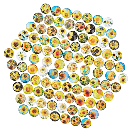 100pcs Glass Cabochons GGLA-PH0001-18-1
