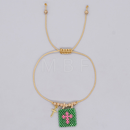 Bohemian Style Glass Seed Bead & 304 Stainless Steel Charm Bracelets BY1855-3-1
