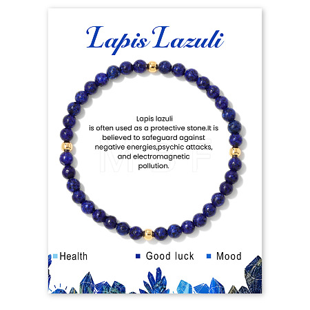 Natural Lapis Lazuli Beaded Stretch Bracelets for Women WA9993-3-1