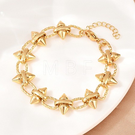 Punk 304 Stainless Steel Spiked Link Chain Bracelets for Women SA-H001-21G-1