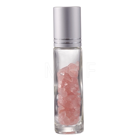 Natural Rose Quartz Chip Bead Roller Ball Bottles AJEW-H101-01G-1